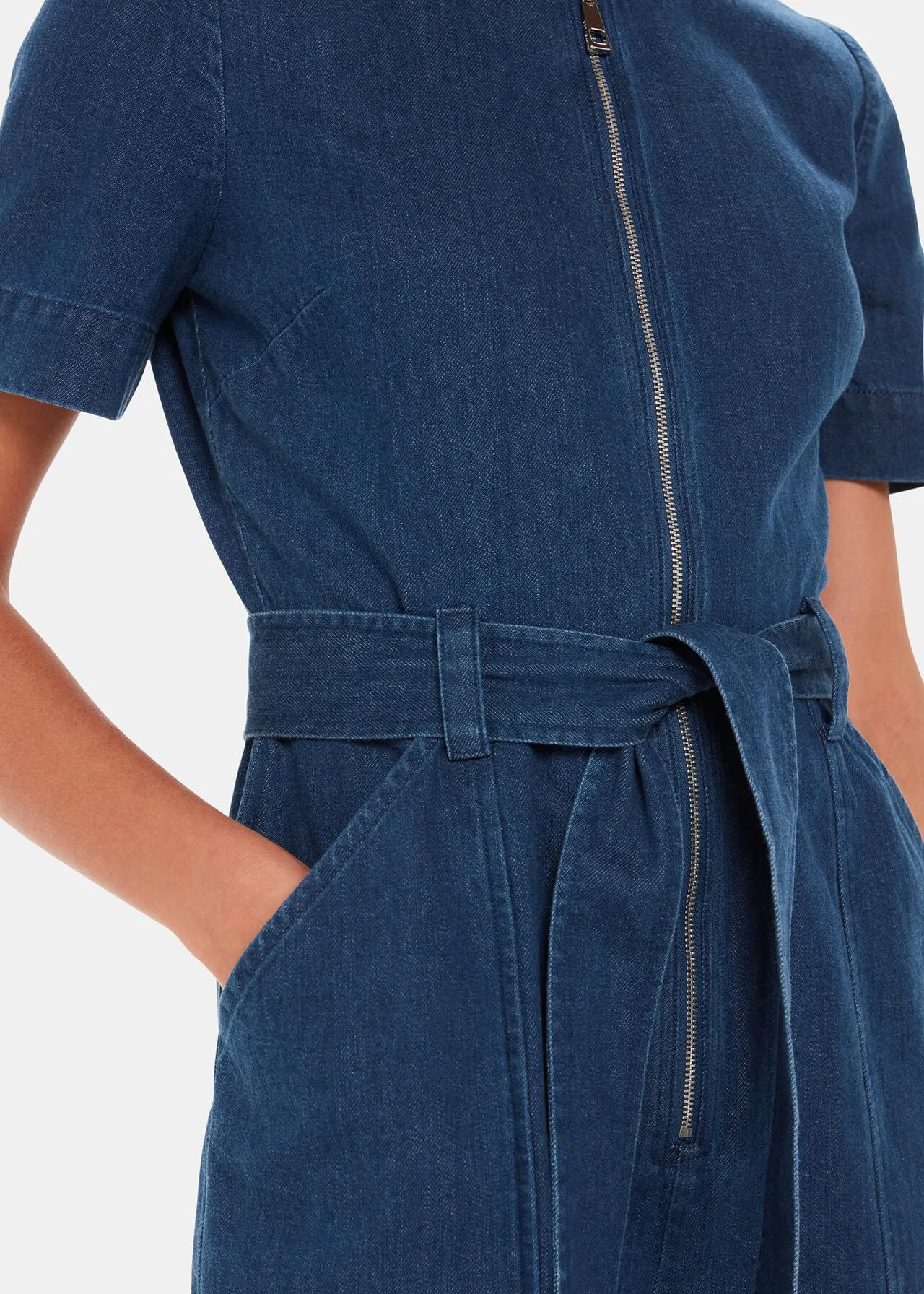 Short Sleeve Denim Jumpsuit