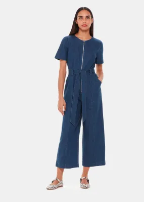 Short Sleeve Denim Jumpsuit