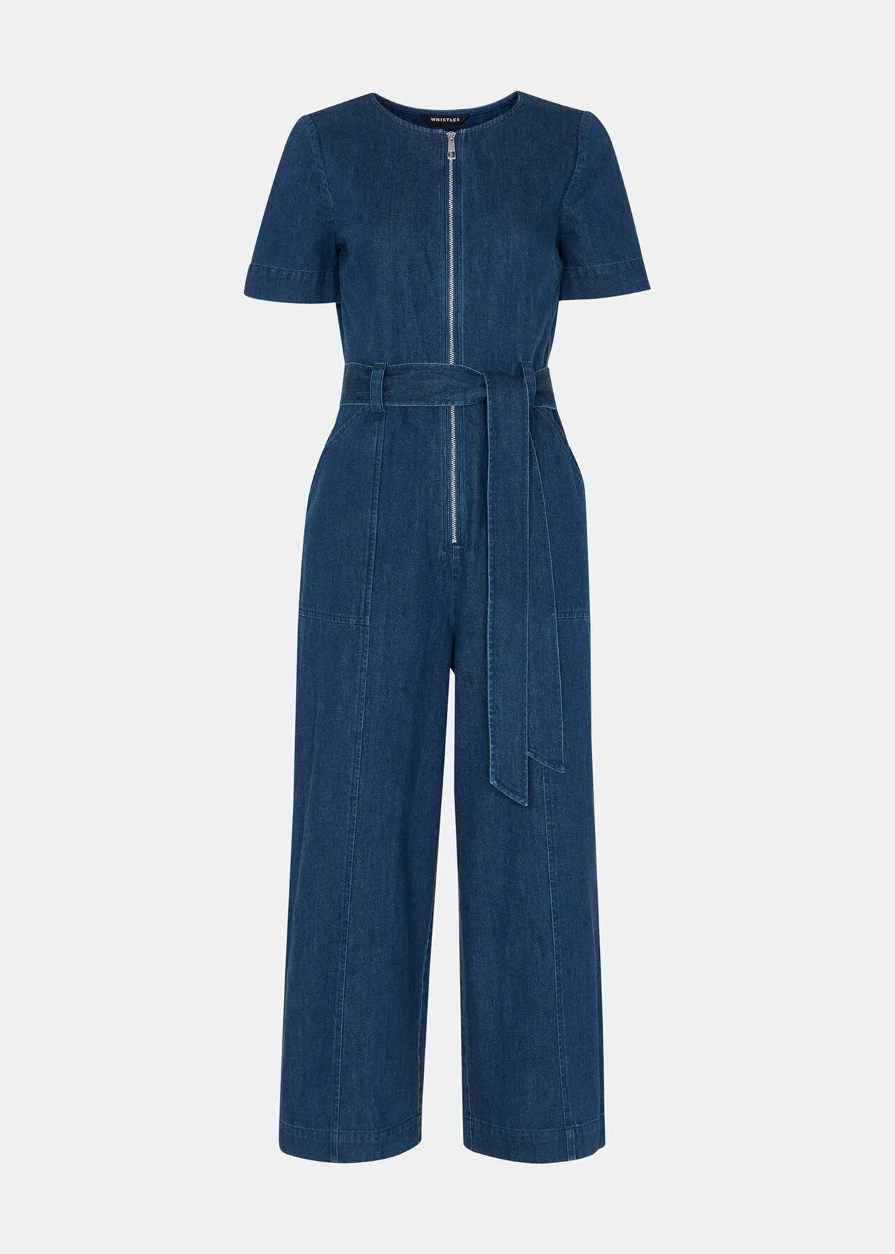 Short Sleeve Denim Jumpsuit