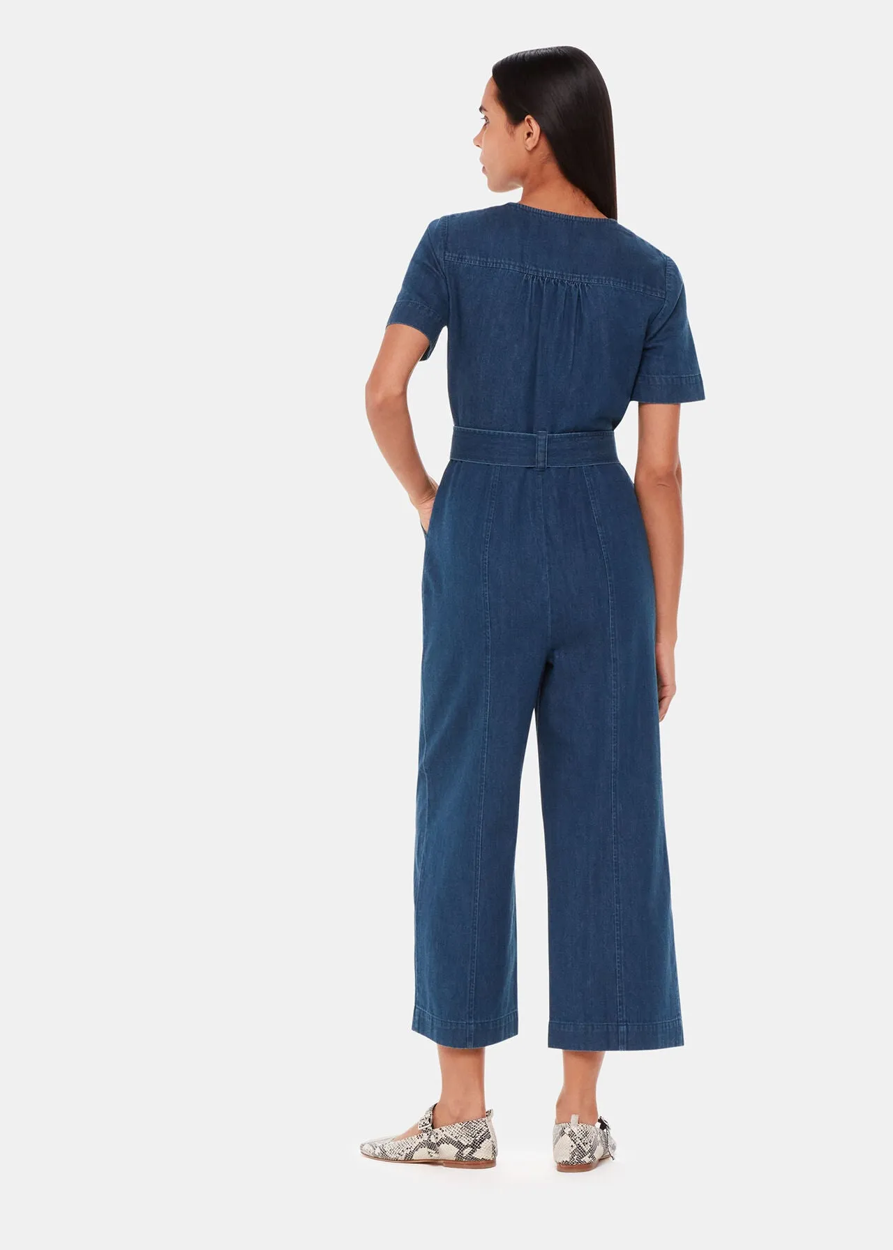 Short Sleeve Denim Jumpsuit