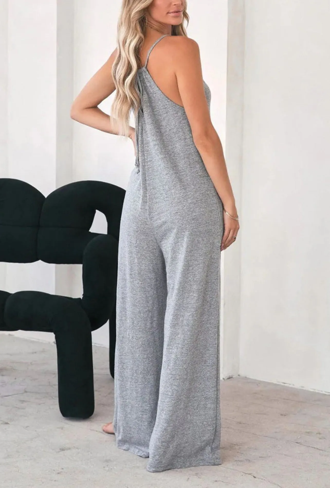 Wide Leg Cami Jumpsuit in Gray