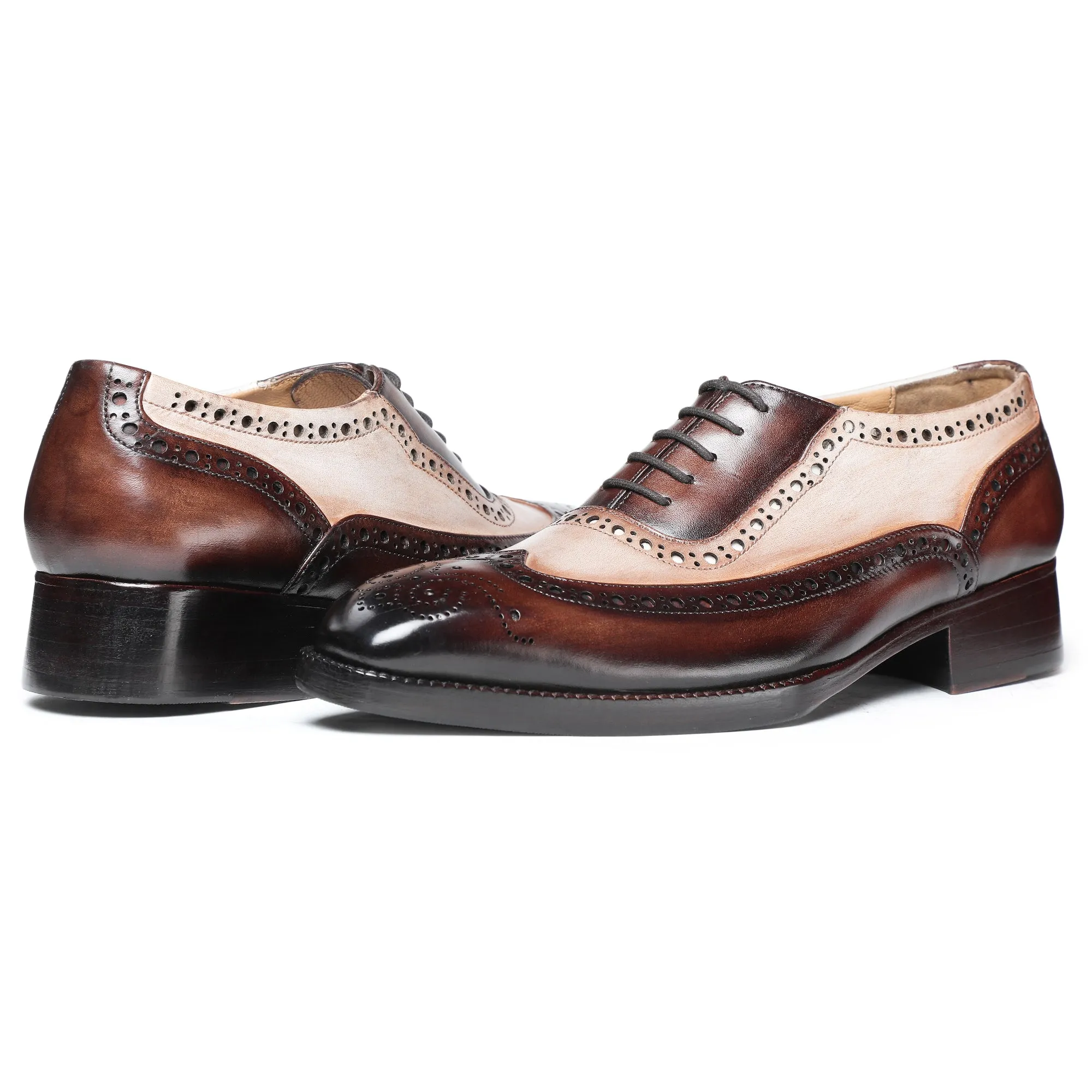 Wingtip Brogue Oxford - Brown & Beige