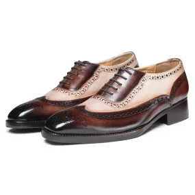 Wingtip Brogue Oxford - Brown & Beige