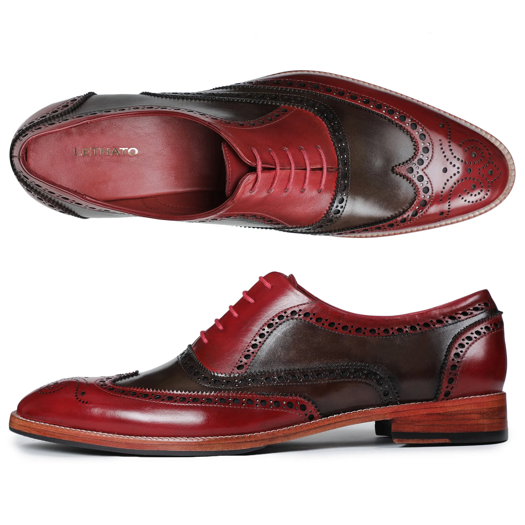 Wingtip Brogue Oxford - Red & Olive